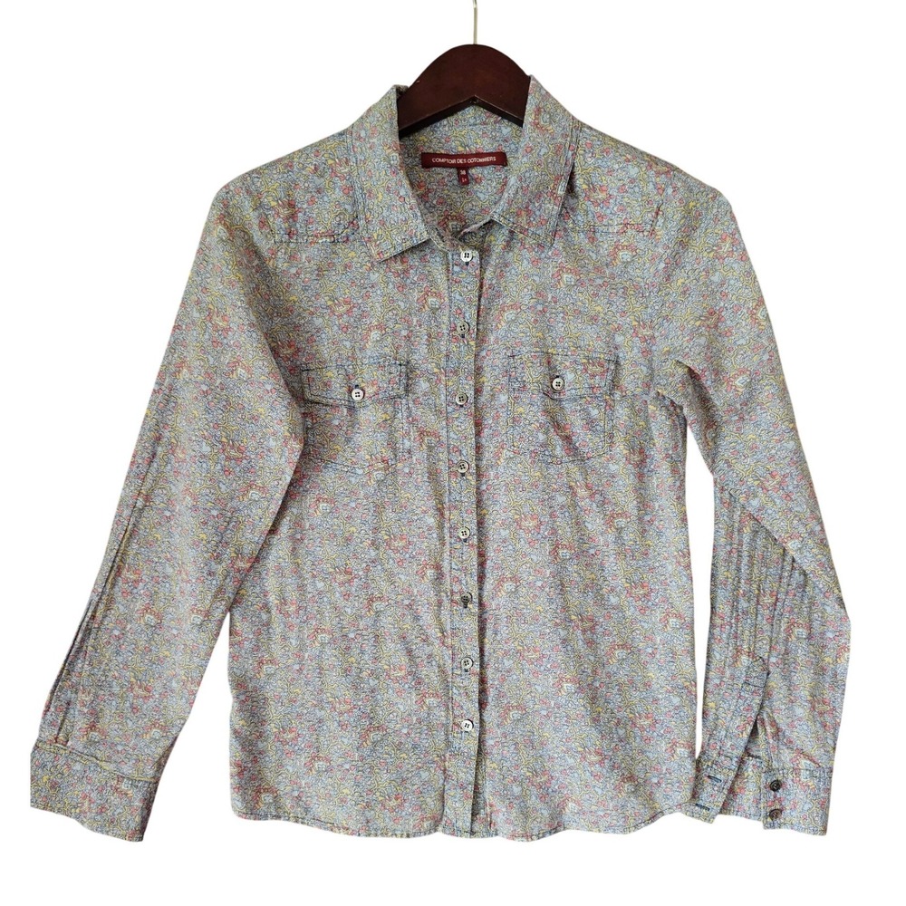 Comptoir des Cotonniers Women Floral Button Up Shirt Blouse Size 38 Multicolor